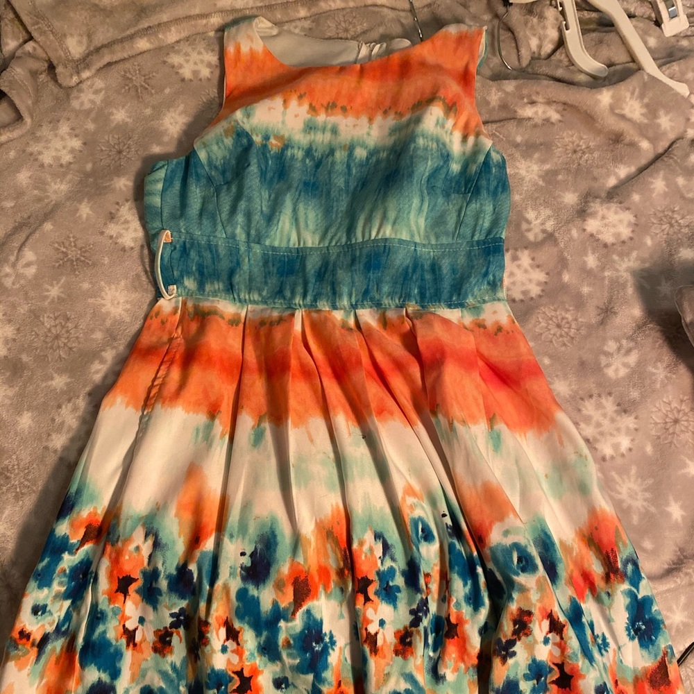 orange and teal short dress